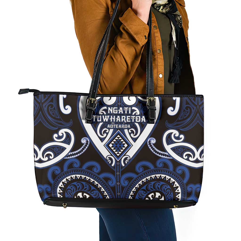 Aotearoa Ngati Tuwharetoa Leather Tote Bag Maori Tribal Pattern LT05 - Polynesian Pride