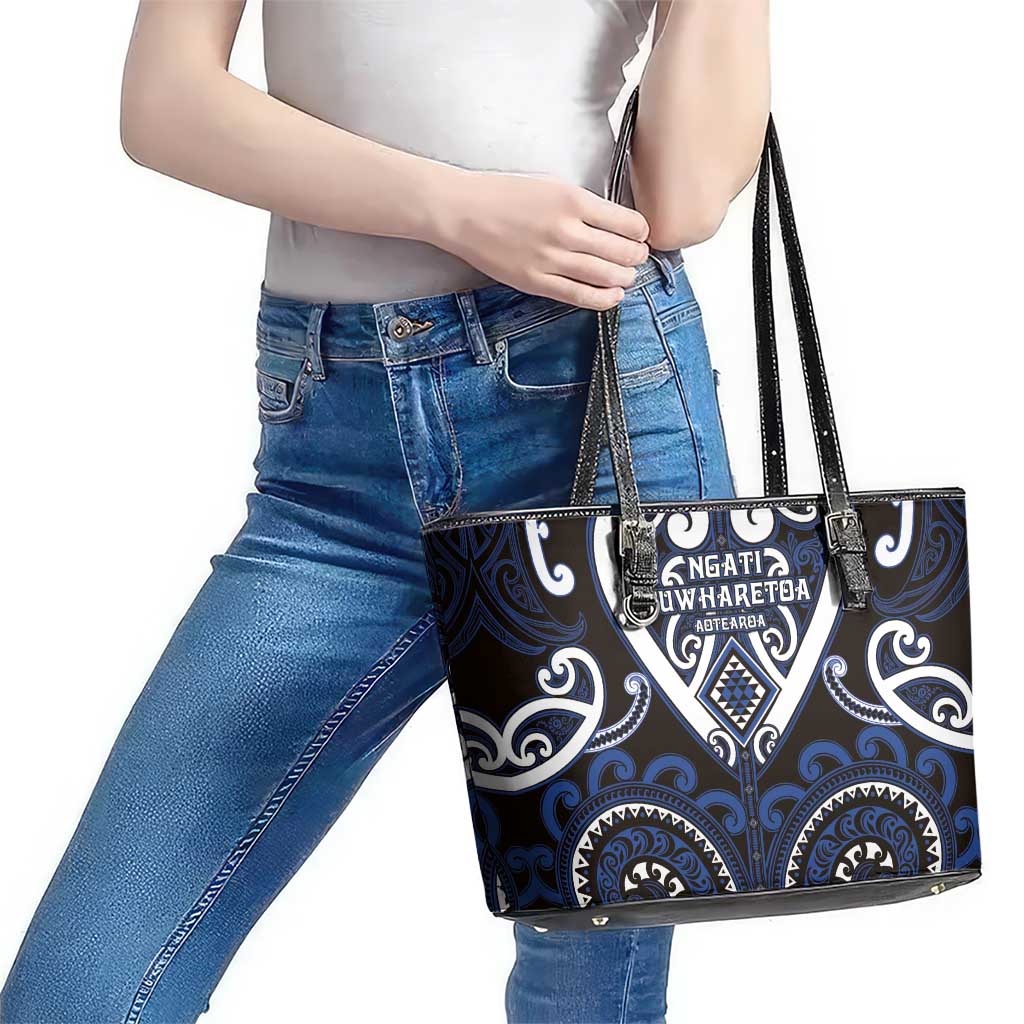 Aotearoa Ngati Tuwharetoa Leather Tote Bag Maori Tribal Pattern LT05 - Polynesian Pride