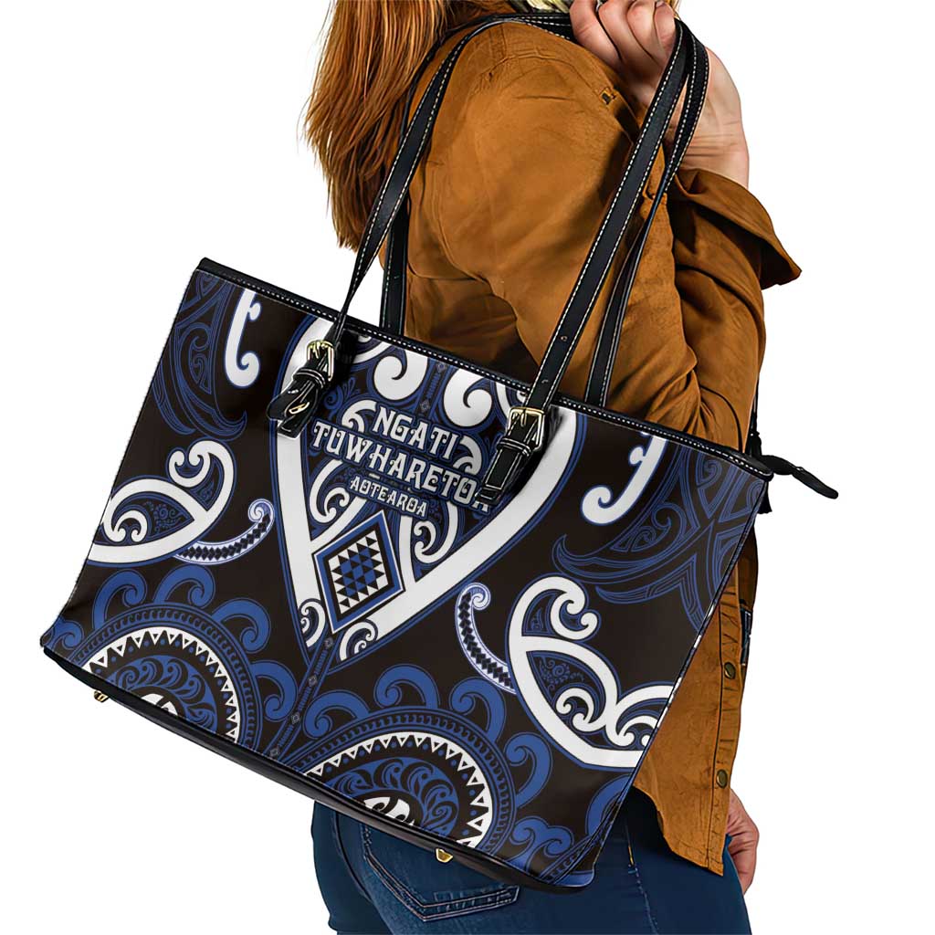 Aotearoa Ngati Tuwharetoa Leather Tote Bag Maori Tribal Pattern LT05 - Polynesian Pride