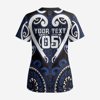 Custom Aotearoa Ngati Tuwharetoa Scrub Top Maori Tribal Pattern - Polynesian Pride