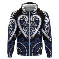 Custom Aotearoa Ngati Tuwharetoa Zip Hoodie Maori Tribal Pattern LT05 Zip Hoodie Navy - Polynesian Pride