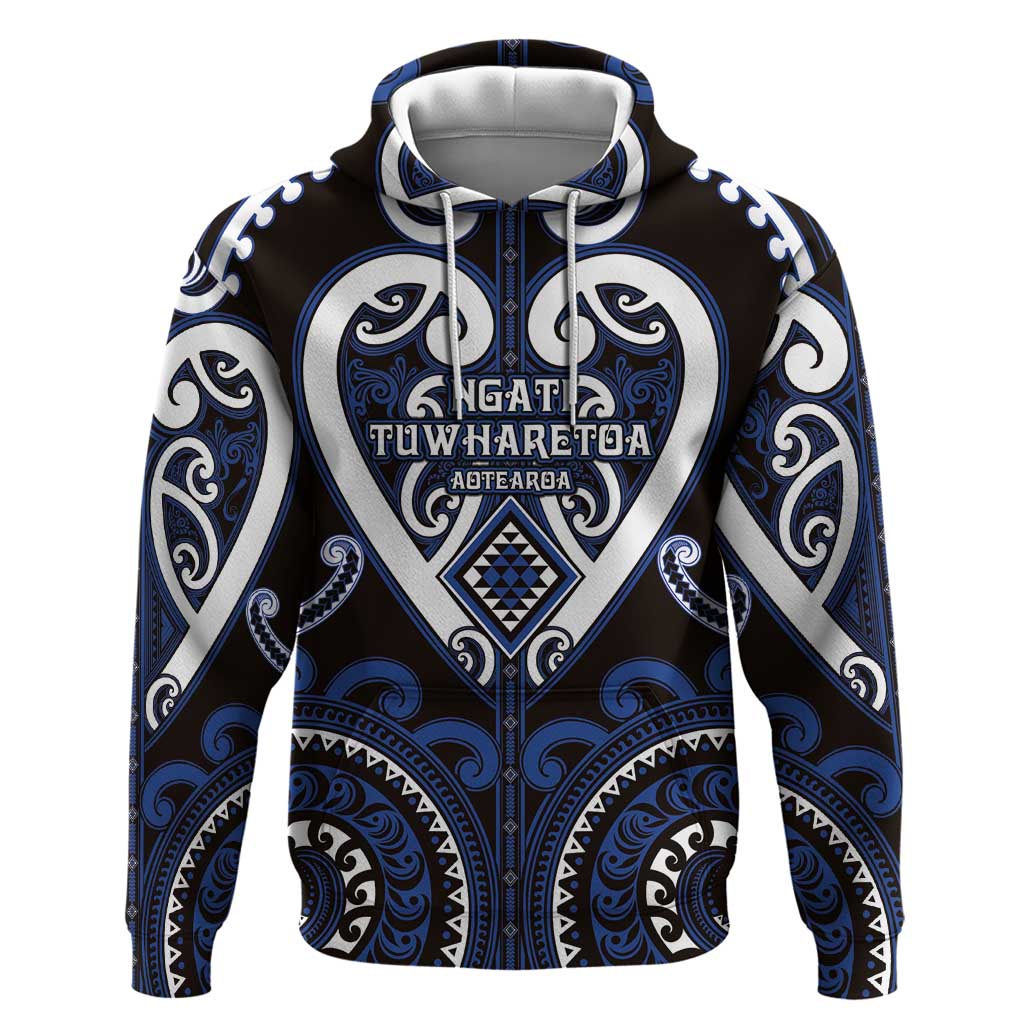Custom Aotearoa Ngati Tuwharetoa Zip Hoodie Maori Tribal Pattern LT05 Pullover Hoodie Navy - Polynesian Pride