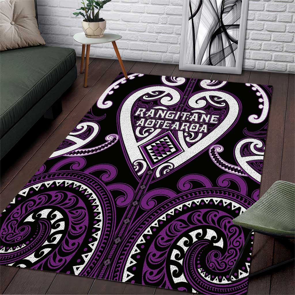Aotearoa Rangitane Area Rug Maori Tribal Pattern LT05 Purple - Polynesian Pride
