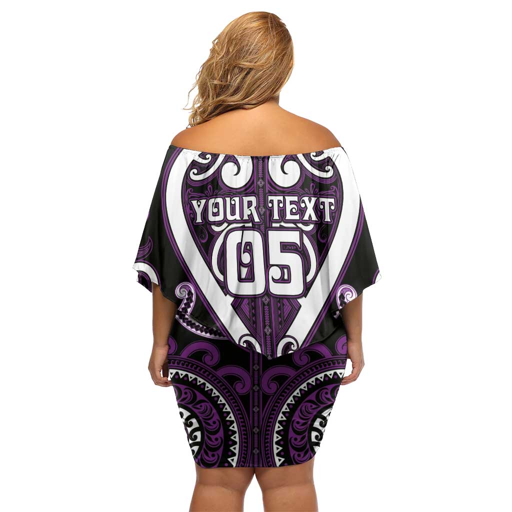 Custom Aotearoa Rangitane Family Matching Off Shoulder Short Dress and Hawaiian Shirt Maori Tribal Pattern
