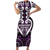 Custom Aotearoa Rangitane Family Matching Short Sleeve Bodycon Dress and Hawaiian Shirt Maori Tribal Pattern