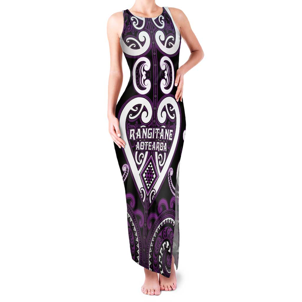 Custom Aotearoa Rangitane Family Matching Tank Maxi Dress and Hawaiian Shirt Maori Tribal Pattern