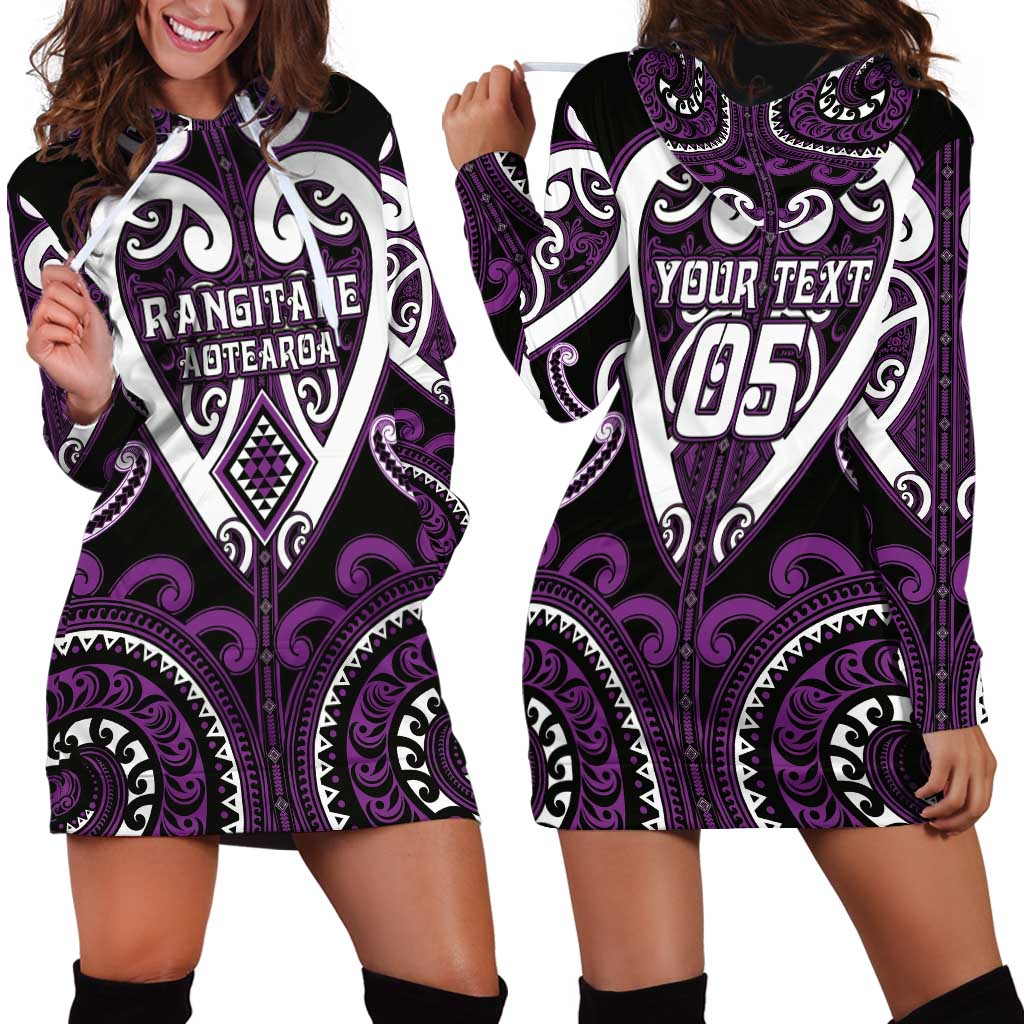 Custom Aotearoa Rangitane Hoodie Dress Maori Tribal Pattern
