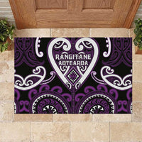 Aotearoa Rangitane Rubber Doormat Maori Tribal Pattern LT05 Purple - Polynesian Pride