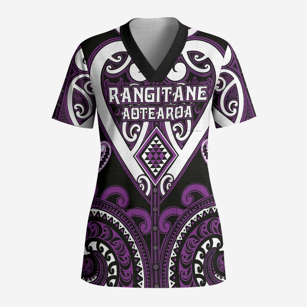 Custom Aotearoa Rangitane Scrub Top Maori Tribal Pattern - Polynesian Pride