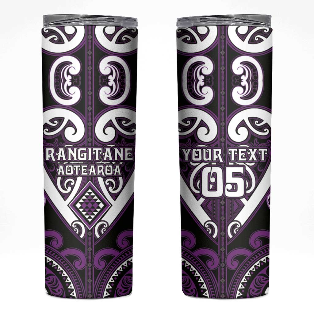 Custom Aotearoa Rangitane Skinny Tumbler Maori Tribal Pattern LT05 Purple - Polynesian Pride