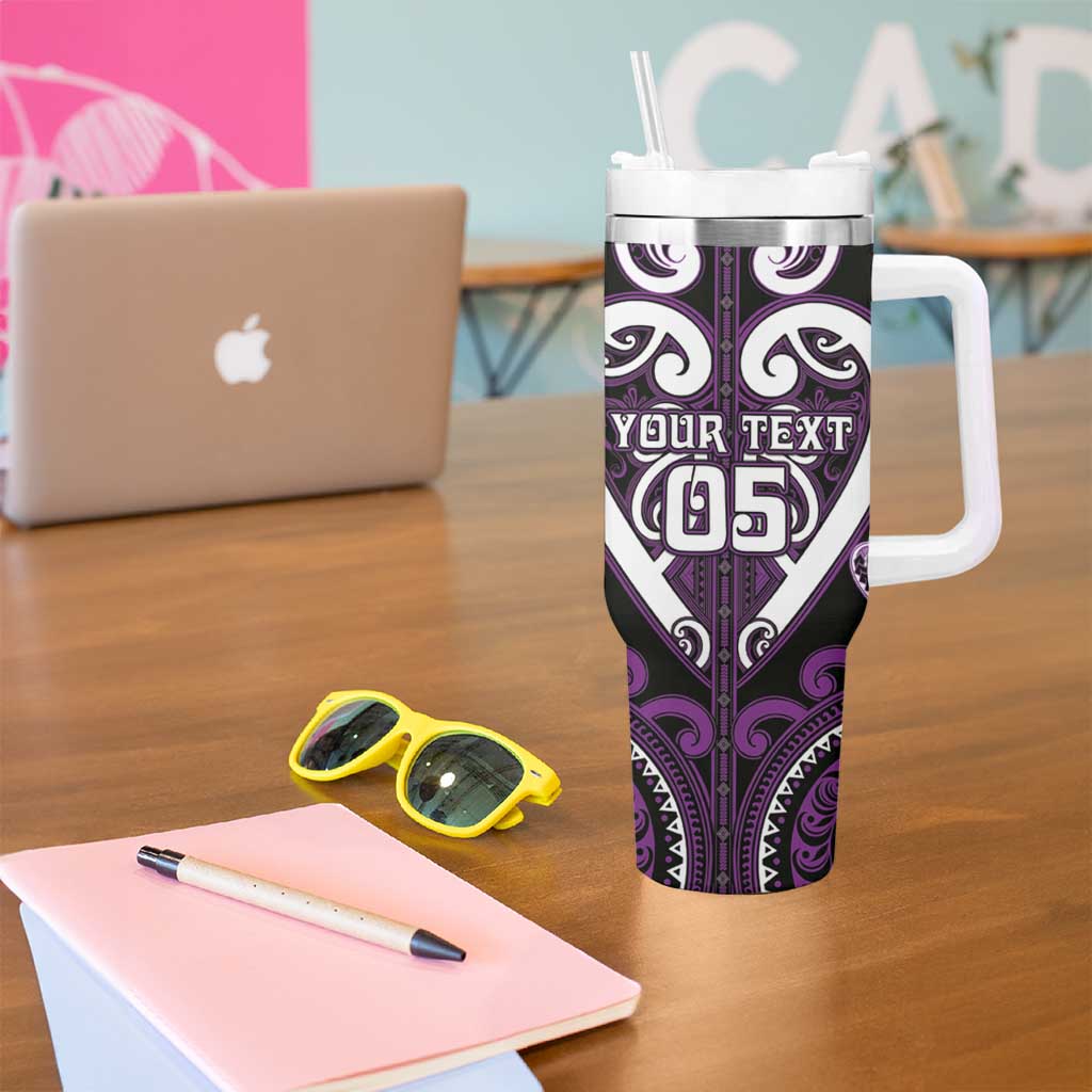 Custom Aotearoa Rangitane Tumbler With Handle Maori Tribal Pattern