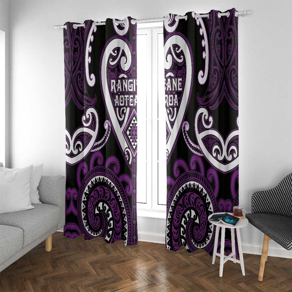 Aotearoa Rangitane Window Curtain Maori Tribal Pattern LT05 With Grommets Purple - Polynesian Pride