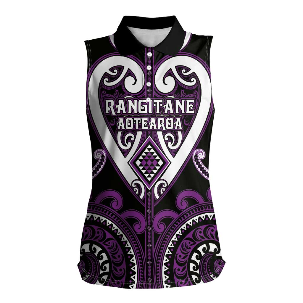 Custom Aotearoa Rangitane Women Sleeveless Polo Shirt Maori Tribal Pattern