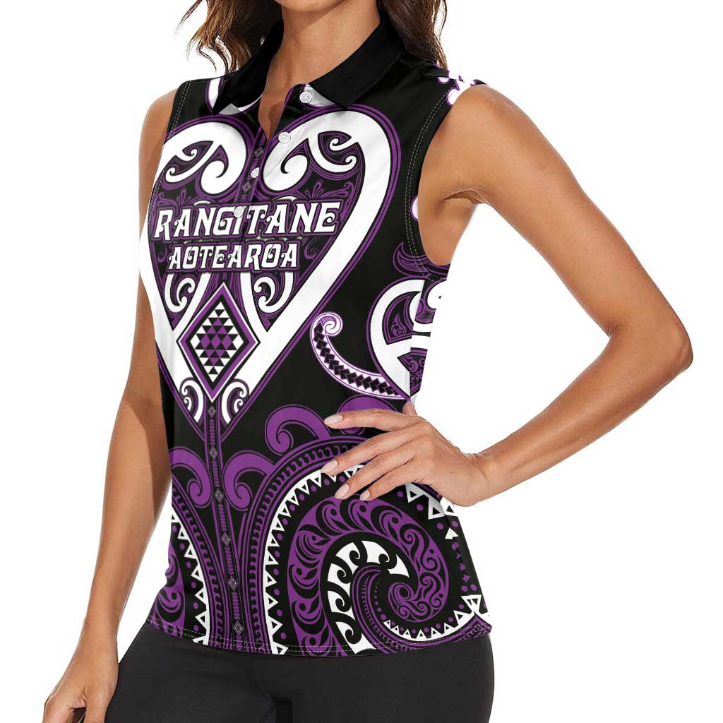 Custom Aotearoa Rangitane Women Sleeveless Polo Shirt Maori Tribal Pattern