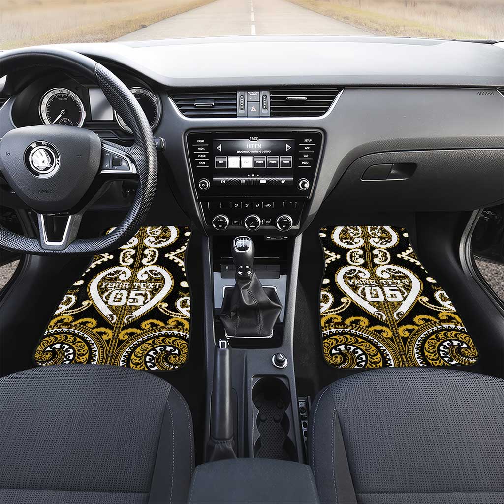 Aotearoa Taranaki Car Mats Maori Tribal Pattern LT05 Set 2pcs - Front Yellow - Polynesian Pride