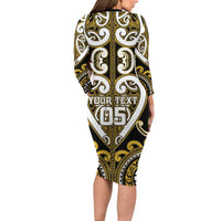 Custom Aotearoa Taranaki Family Matching Long Sleeve Bodycon Dress and Hawaiian Shirt Maori Tribal Pattern