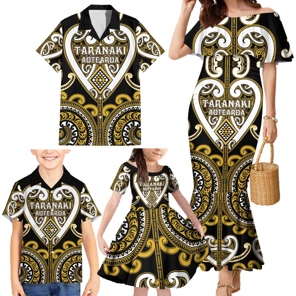 Custom Aotearoa Taranaki Family Matching Mermaid Dress and Hawaiian Shirt Maori Tribal Pattern