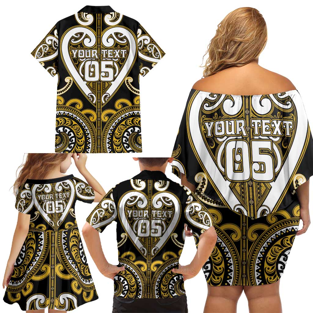 Custom Aotearoa Taranaki Family Matching Off Shoulder Short Dress and Hawaiian Shirt Maori Tribal Pattern