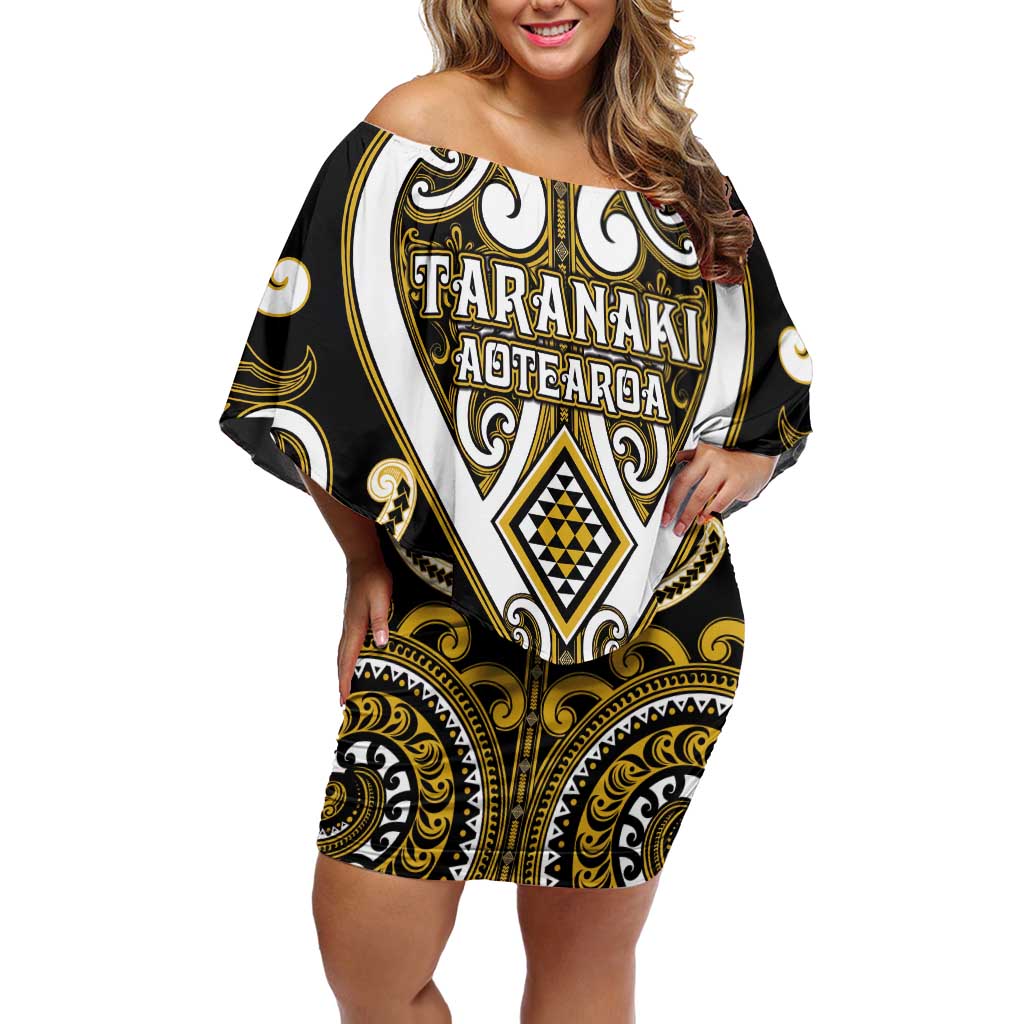 Custom Aotearoa Taranaki Family Matching Off Shoulder Short Dress and Hawaiian Shirt Maori Tribal Pattern