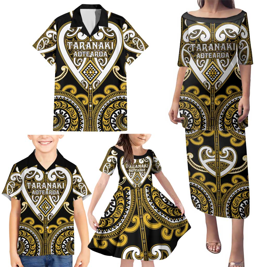 Custom Aotearoa Taranaki Family Matching Puletasi and Hawaiian Shirt Maori Tribal Pattern