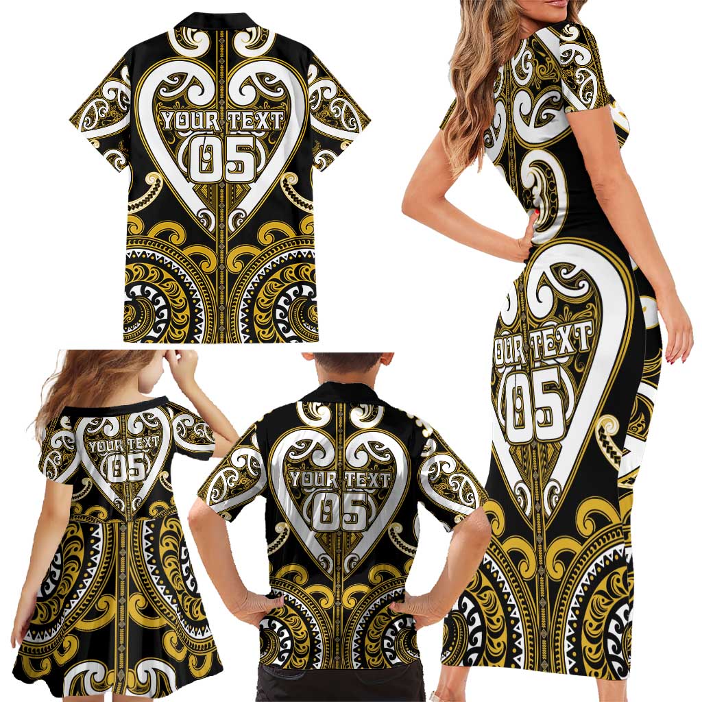 Custom Aotearoa Taranaki Family Matching Short Sleeve Bodycon Dress and Hawaiian Shirt Maori Tribal Pattern