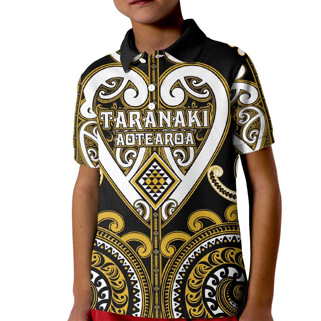 Custom Aotearoa Taranaki Kid Polo Shirt Maori Tribal Pattern