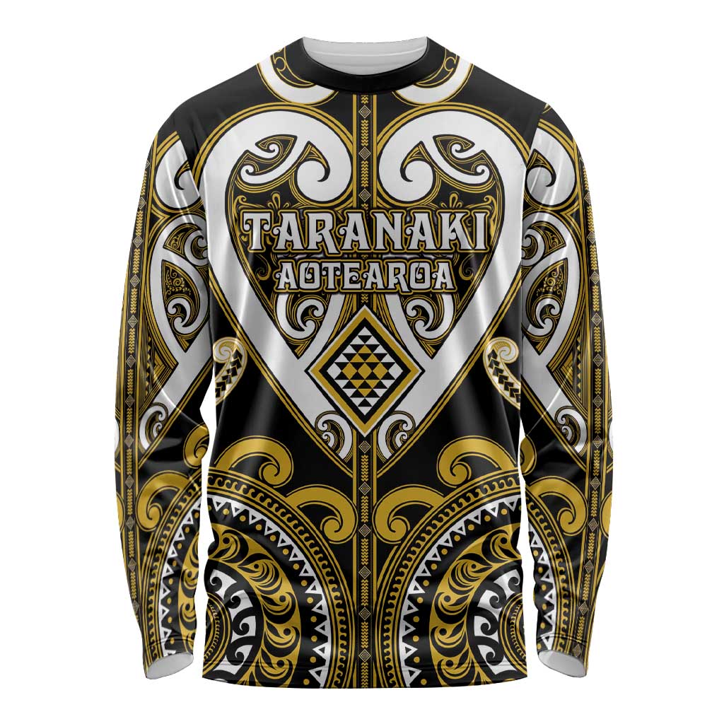 Custom Aotearoa Taranaki Long Sleeve Shirt Maori Tribal Pattern
