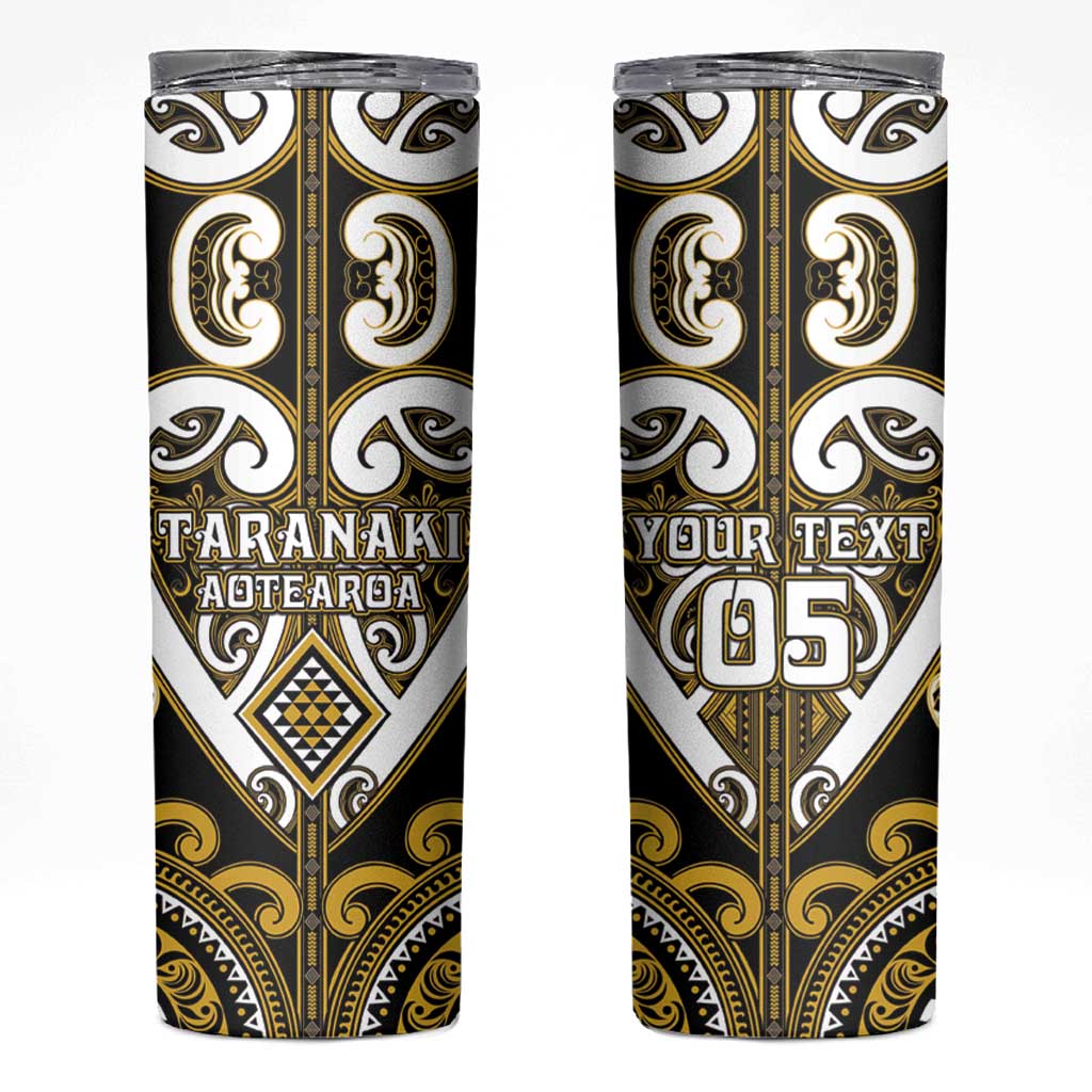 Custom Aotearoa Taranaki Skinny Tumbler Maori Tribal Pattern LT05 Yellow - Polynesian Pride