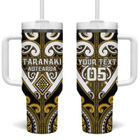 Custom Aotearoa Taranaki Tumbler With Handle Maori Tribal Pattern LT05 One Size: 40 oz Yellow - Polynesian Pride