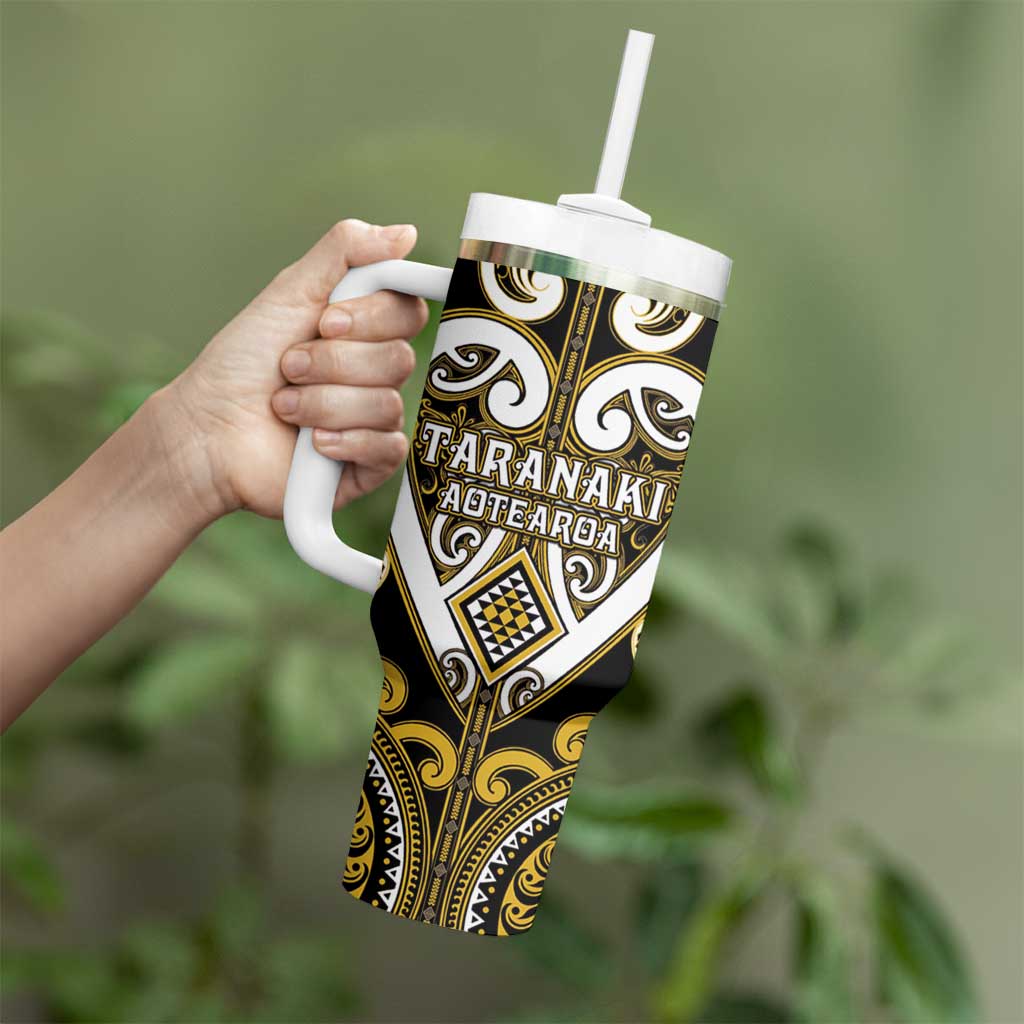 Custom Aotearoa Taranaki Tumbler With Handle Maori Tribal Pattern LT05 - Polynesian Pride