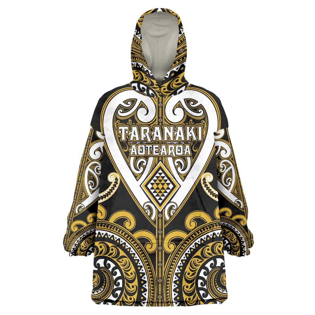 Custom Aotearoa Taranaki Wearable Blanket Hoodie Maori Tribal Pattern