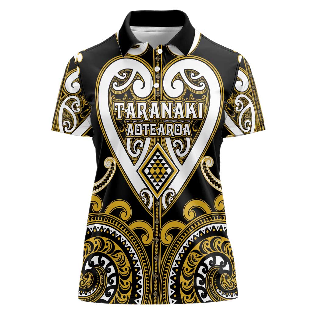 Custom Aotearoa Taranaki Women Polo Shirt Maori Tribal Pattern