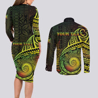 Personalised Fiji Lovoni Day Couples Matching Long Sleeve Bodycon Dress and Long Sleeve Button Shirt 154th Years