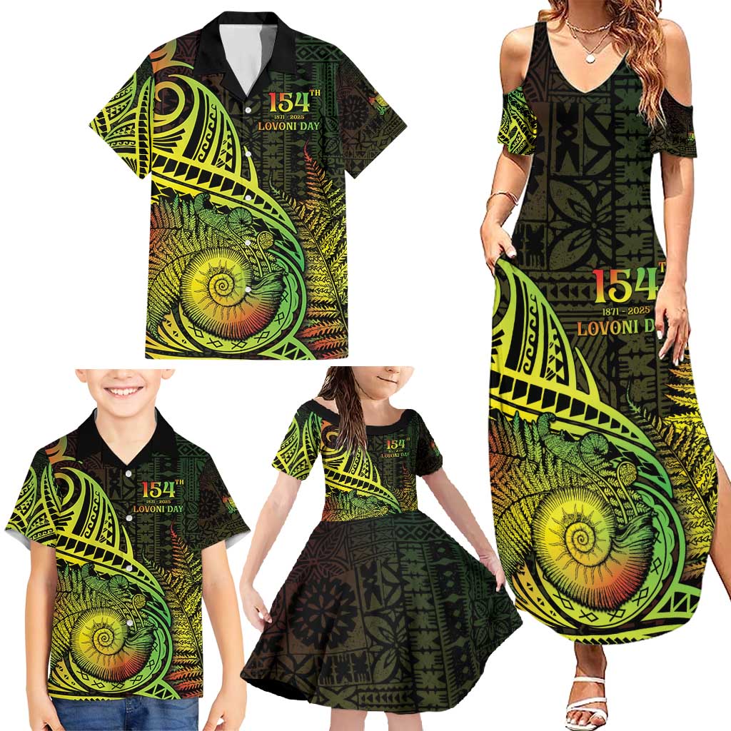 Personalised Fiji Lovoni Day Family Matching Summer Maxi Dress and Hawaiian Shirt 154th Years