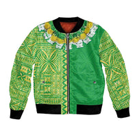 Fiji Lovoni Bomber Jacket Fijian Tapa Salusalu Green Glitter