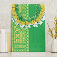 Fiji Lovoni Canvas Wall Art Fijian Tapa Salusalu Green Glitter