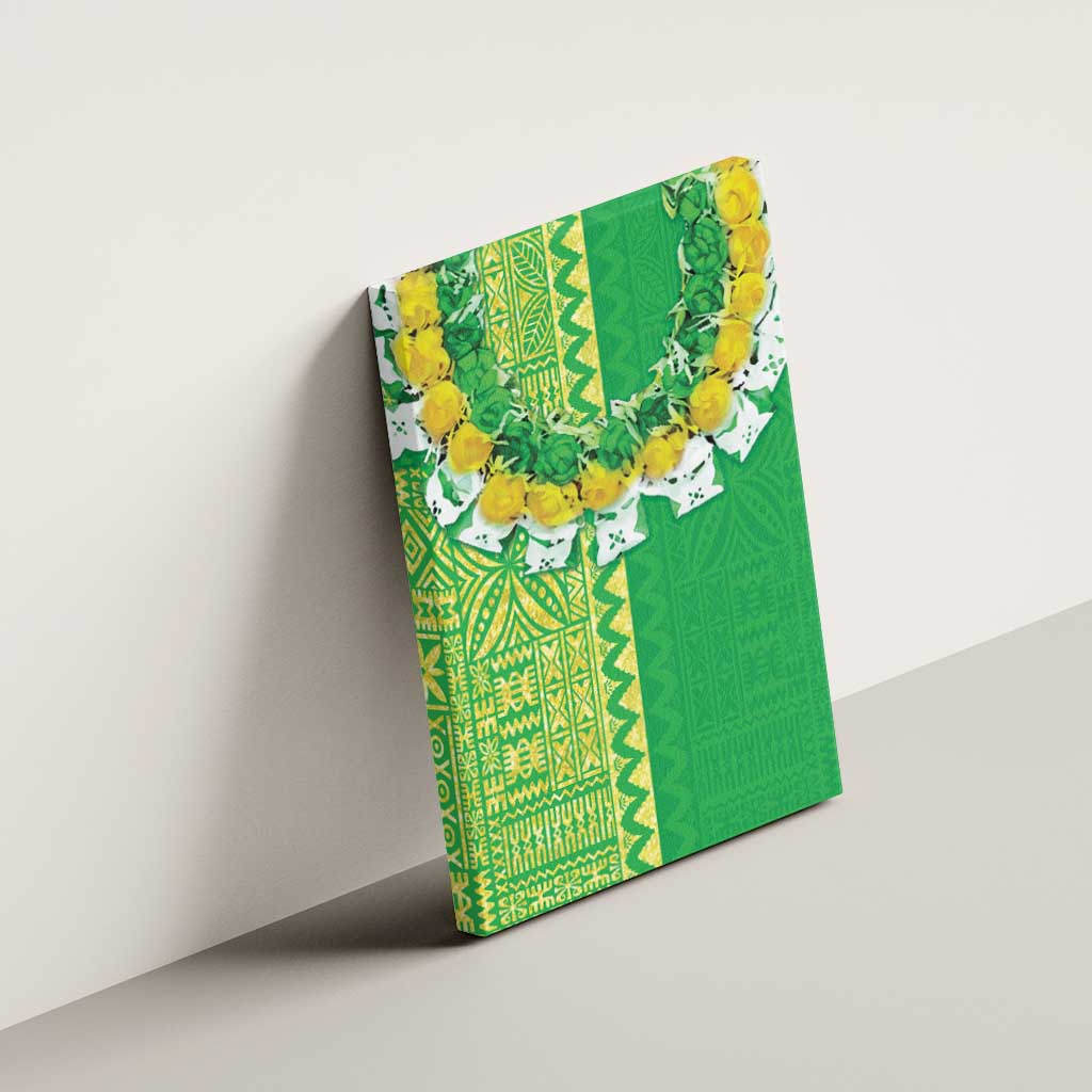 Fiji Lovoni Canvas Wall Art Fijian Tapa Salusalu Green Glitter