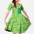 Fiji Lovoni Family Matching Off The Shoulder Long Sleeve Dress and Hawaiian Shirt Fijian Tapa Salusalu Green Glitter