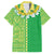 Fiji Lovoni Family Matching Off The Shoulder Long Sleeve Dress and Hawaiian Shirt Fijian Tapa Salusalu Green Glitter