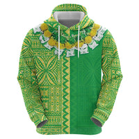 Fiji Lovoni Hoodie Fijian Tapa Salusalu Green Glitter