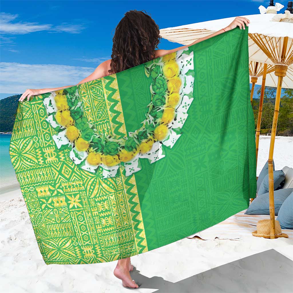 Fiji Lovoni Sarong Fijian Tapa Salusalu Green Glitter