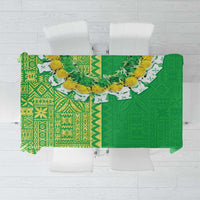 Fiji Lovoni Tablecloth Fijian Tapa Salusalu Green Glitter