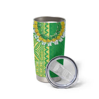 Fiji Lovoni Tumbler Cup Fijian Tapa Salusalu Green Glitter