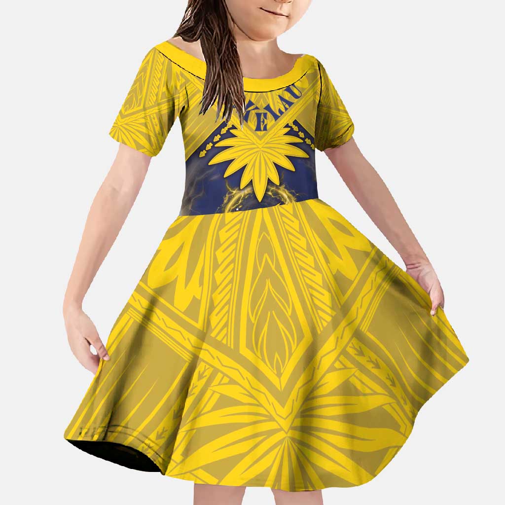 Tokelau Tokehega Day Family Matching Mermaid Dress and Hawaiian Shirt National Badge Special Style LT05 Daughter's Dress Yellow - Polynesian Pride