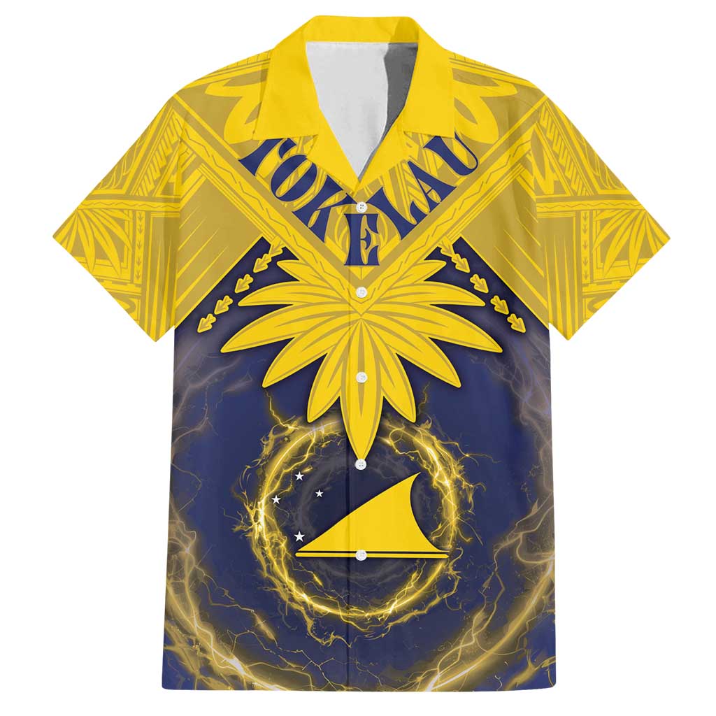 Tokelau Tokehega Day Family Matching Off Shoulder Short Dress and Hawaiian Shirt National Badge Special Style LT05 Dad's Shirt - Short Sleeve Yellow - Polynesian Pride