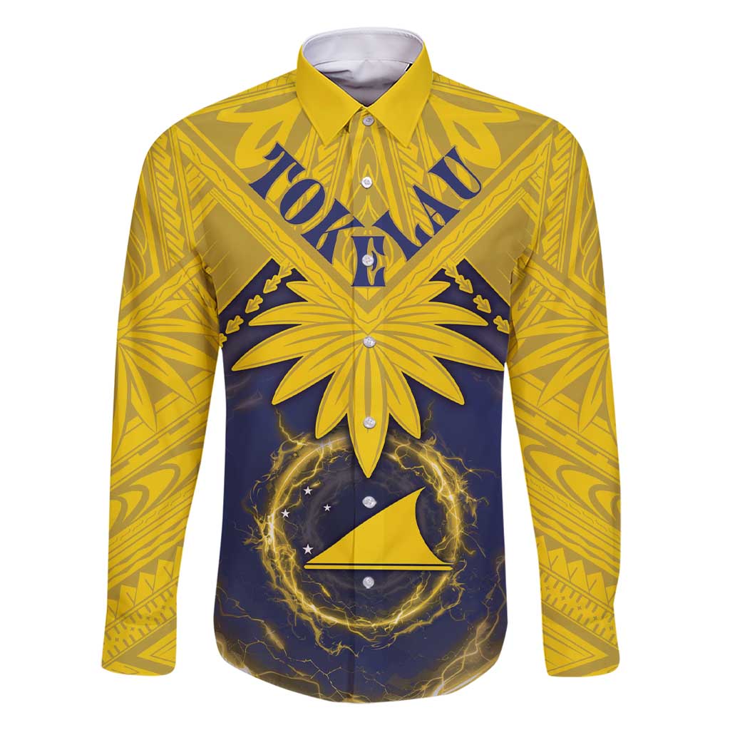 Tokelau Tokehega Day Family Matching Short Sleeve Bodycon Dress and Hawaiian Shirt National Badge Special Style LT05 Dad's Shirt - Long Sleeve Yellow - Polynesian Pride