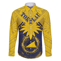 Tokelau Tokehega Day Family Matching Summer Maxi Dress and Hawaiian Shirt National Badge Special Style LT05 Dad's Shirt - Long Sleeve Yellow - Polynesian Pride