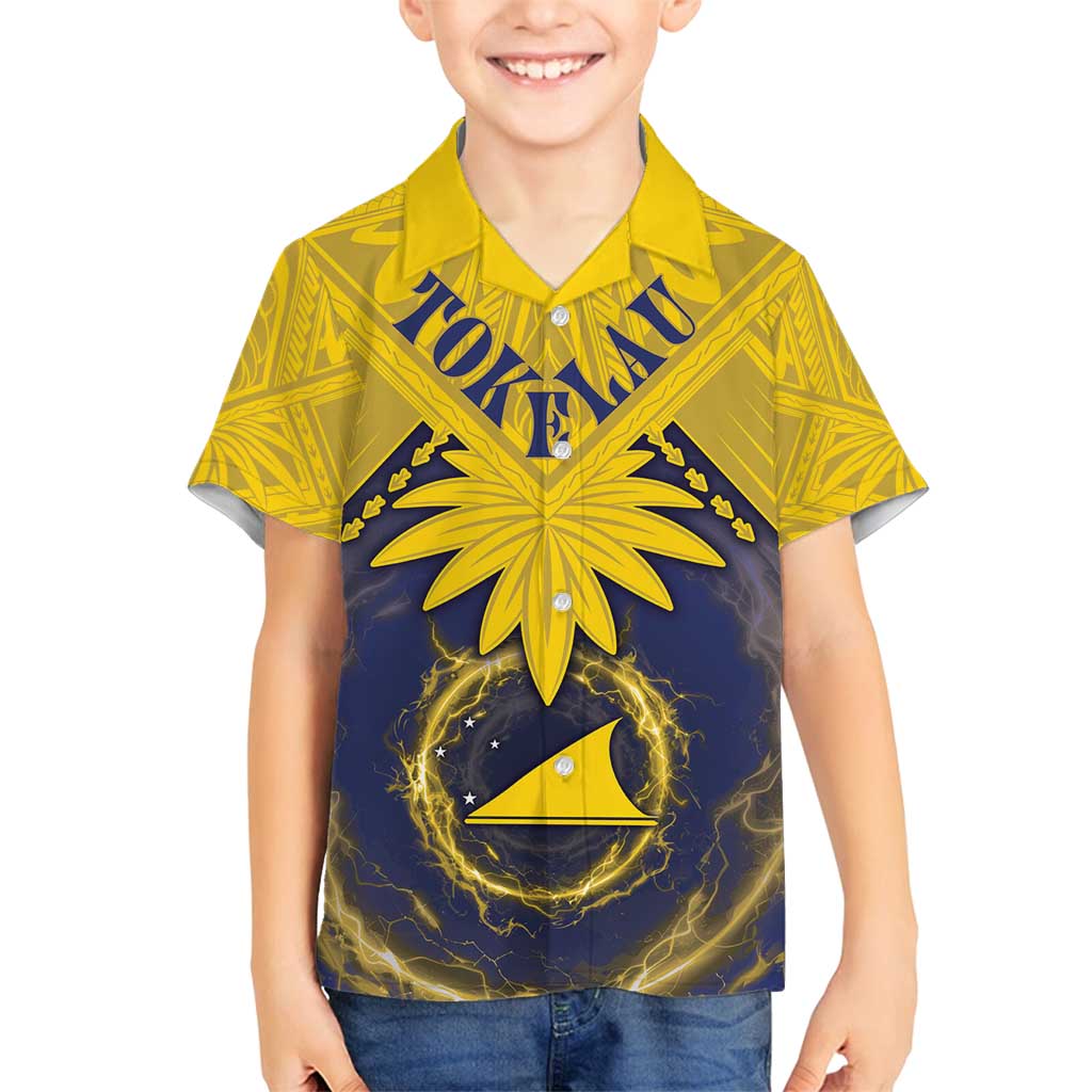 Tokelau Tokehega Day Family Matching Summer Maxi Dress and Hawaiian Shirt National Badge Special Style LT05 Son's Shirt Yellow - Polynesian Pride