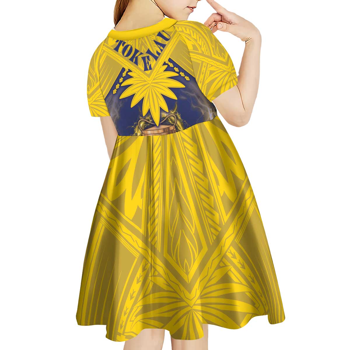 Tokelau Tokehega Day Kid Short Sleeve Dress National Badge Special Style LT05 - Polynesian Pride