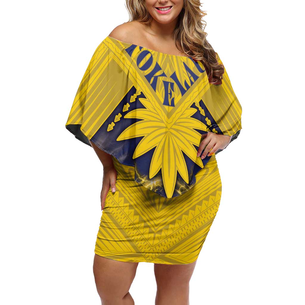 Tokelau Tokehega Day Off Shoulder Short Dress National Badge Special Style - Polynesian Pride
